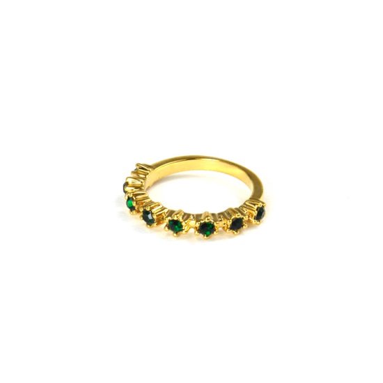 Ring Alliance Emerald Green Stones Goud | 18 karaat gouden plating | Messing | Buddha Ibiza