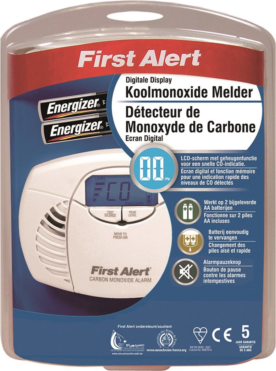Detecteur 9v monoxyde carbone capteur alarme detection auto gaz co en50291