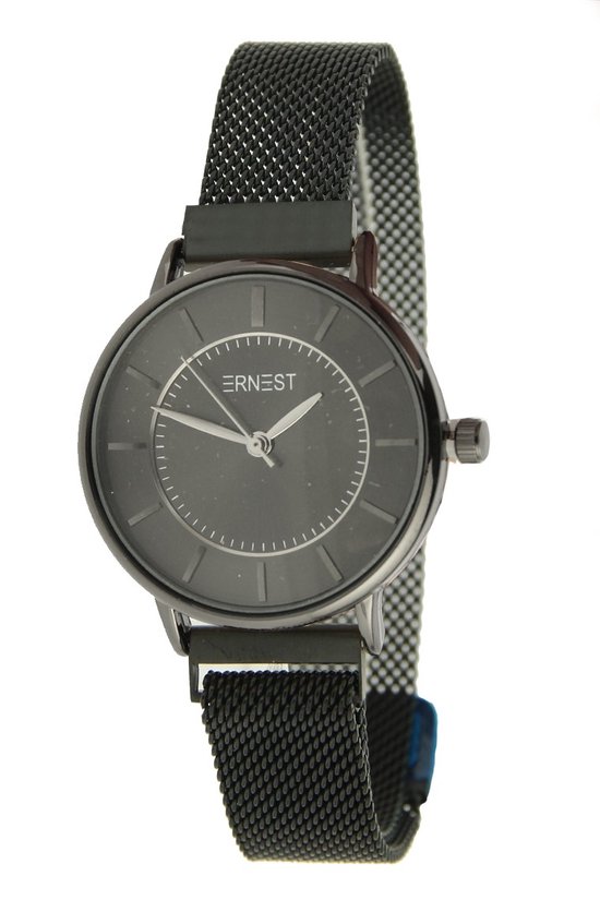 Ernest horloge met metalen band en magneetsluiting zwart bol
