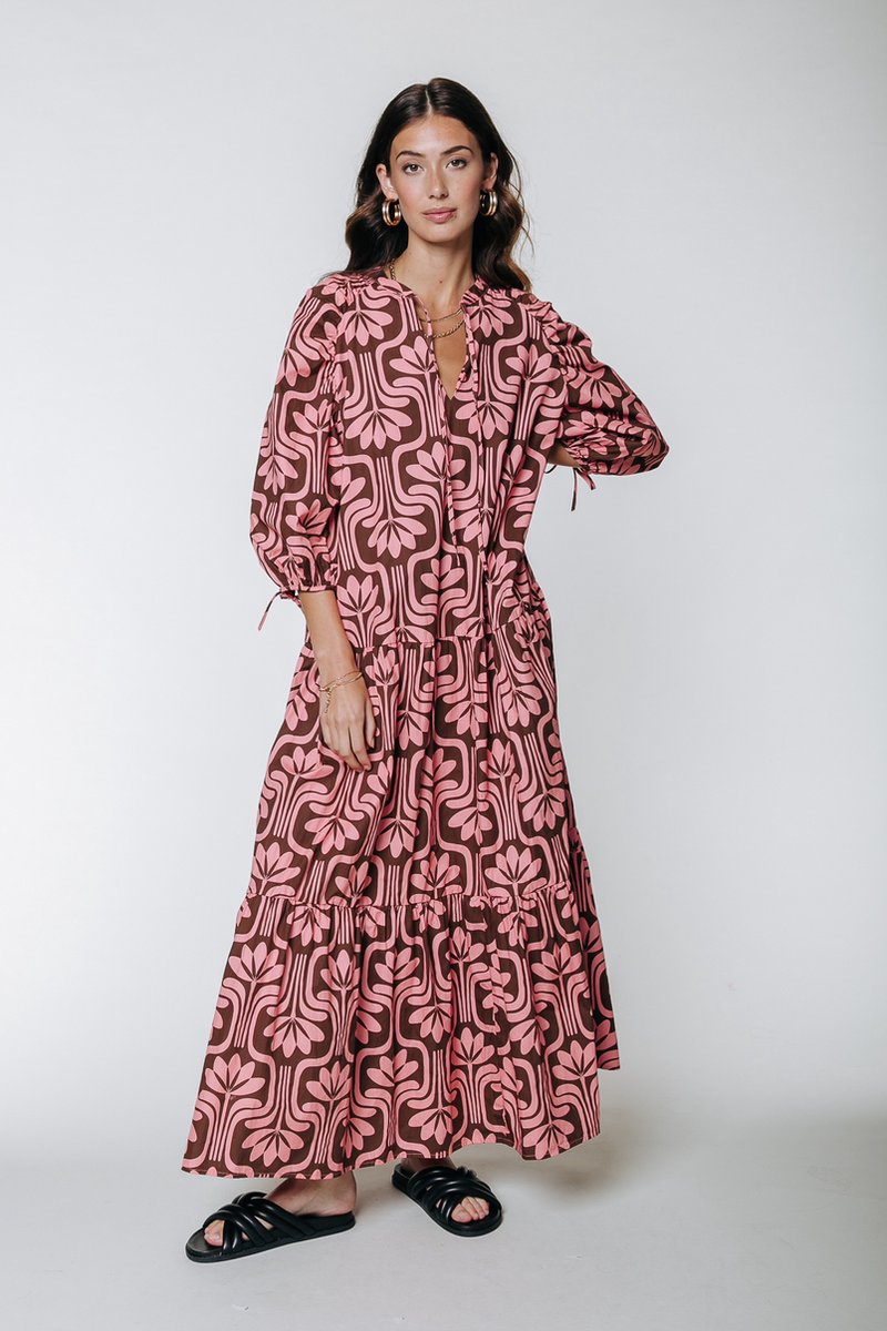 Colourful Rebel Biba Retro Flower Maxi Shirt Dress - Maat XS