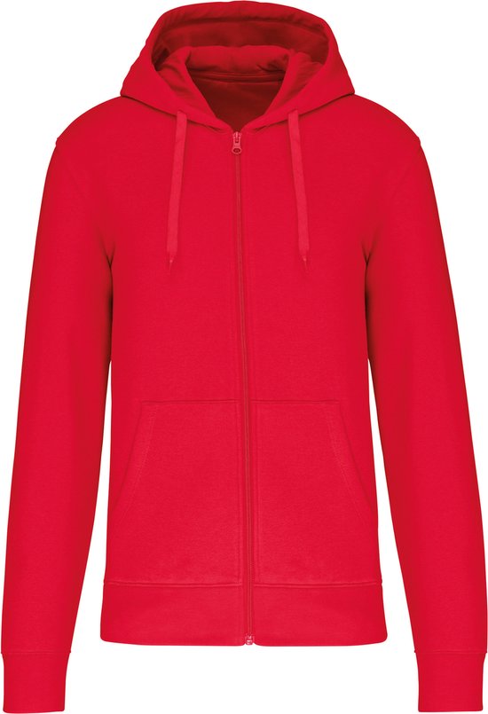 Ecologische Herenhoodie met capuchon en ritssluiting Kariban Rood - L