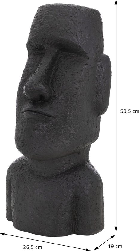 Figurine principale de l'île de Pâques anthracite, 26,5x19x53,5 cm, résine de pierre moulée