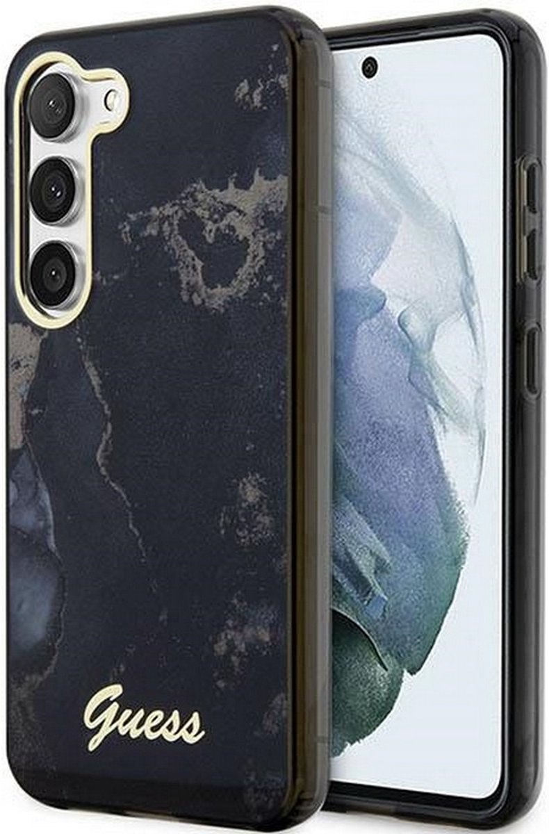 Guess Golden Marble Back Case - Geschikt voor Samsung Galaxy S23 Plus (S916) - Zwart