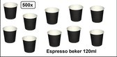 500x Koffiebeker karton zwart 120ml - OP= OP - Espresso Koffie thee chocomel soep drank water beker karton