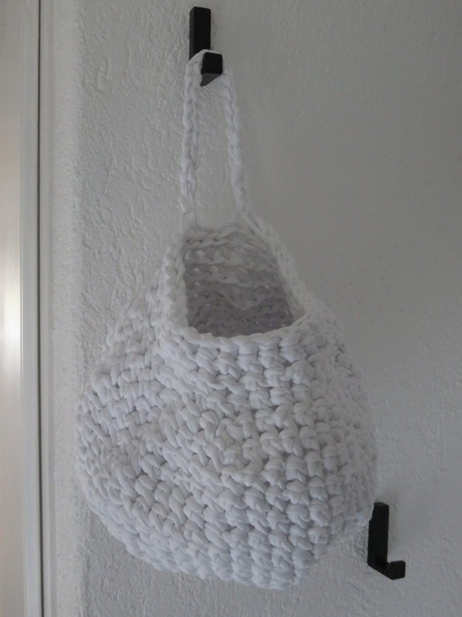 Opbergmand, Hangend, Wit, Handgemaakt