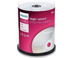 Philips DVD+R - 4,7GB - Speed 16x - Spindle - 100 stuks - DR4S6B00F