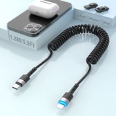 Staza - Uitrekbare Lightning-kabel - 1,8m - Krulsnoer - geschikt voor iPhone - oplaadkabel - USB-C naar Lightning
