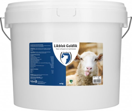 Foto: Excellent likblok goldlik 20 kg ter aanvulling van mineralen en sporenelementen geschikt voor schapen en lammeren