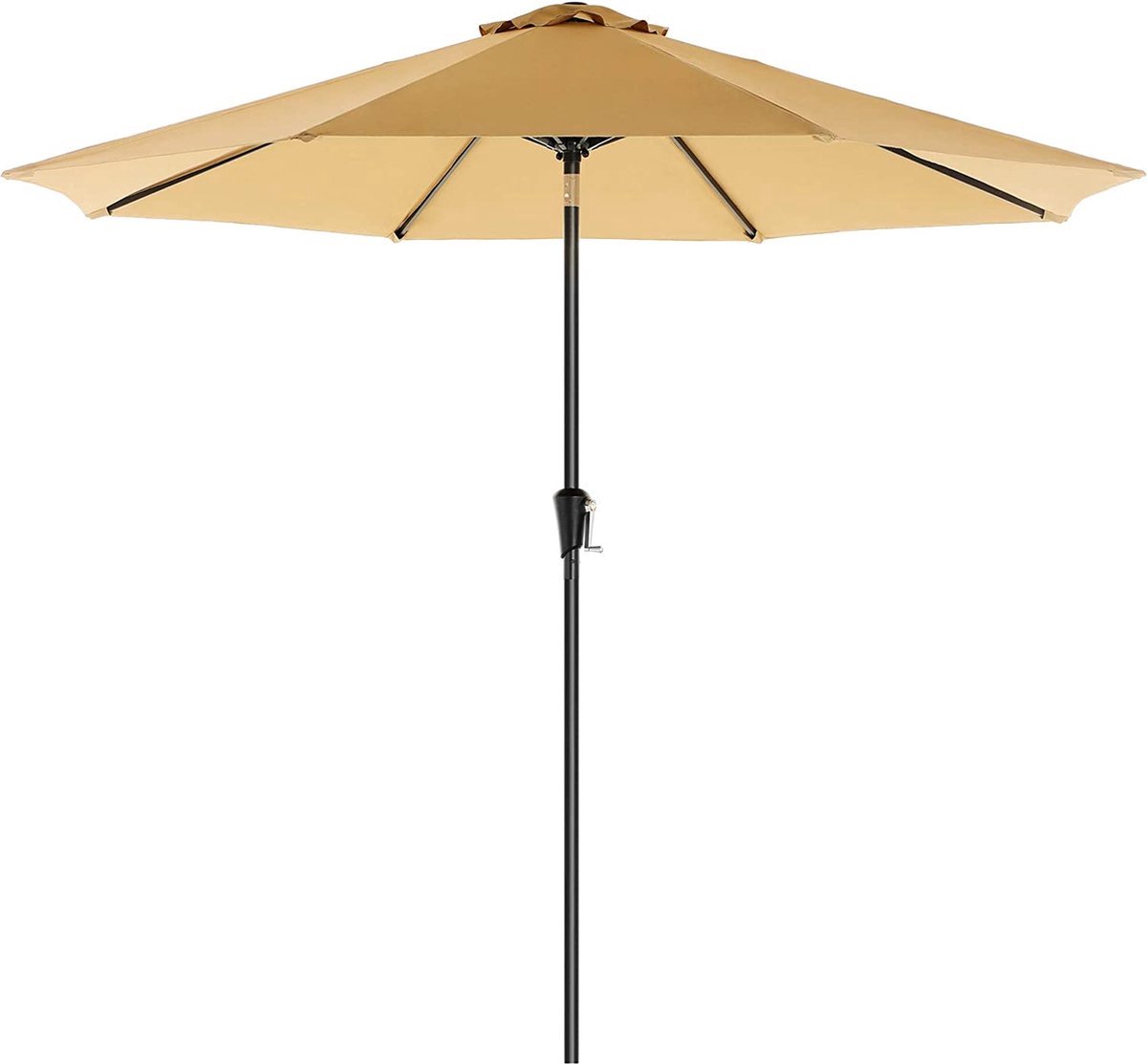 Hoppa! parasol, 270 cm, marktparasol, UV-bescherming tot UPF 50+, tuinparasol, terrasparasol, zonwering, inklapbaar, met zwengel, zonder statief, voor tuin, balkon en terras, taupe