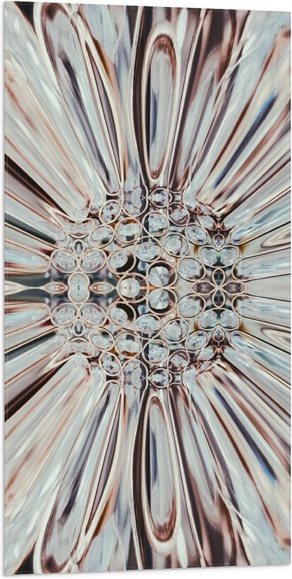 Vlag - Close-up van Kristal in Vorm van Bloem - 50x100 cm Foto op Polyester Vlag