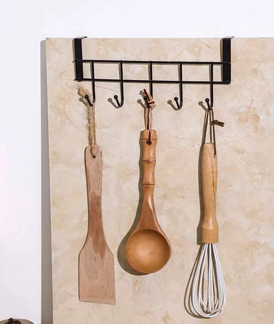 Kast Deurhanger Deurhaak Keuken - Deur kapstok - Ophanghaken Deur - Kapstokken met 5 haken - Kleding&jassen Ophangen - Handdoeken - Deur handdoek & Kledinghanger - Woonaccessoires - Zwart