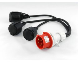 Krachtstroom 16 A stekker met 3x 220v plug