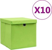 vidaXL - Opbergboxen - met - deksel - 10 - st - 28x28x28 - cm - groen