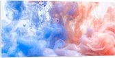 Acrylglas - Blauwe en Oranje Rook tegen Witte Achtergrond - 100x50 cm Foto op Acrylglas (Met Ophangsysteem)