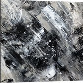 Dibond - Abstracte Verfmix van Zwart en Wit Tinten - 80x80 cm Foto op Aluminium (Wanddecoratie van metaal)