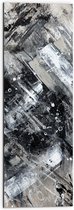 Dibond - Abstracte Verfmix van Zwart en Wit Tinten - 30x90 cm Foto op Aluminium (Wanddecoratie van metaal)