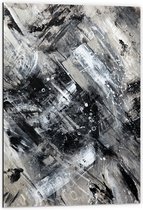 Dibond - Abstracte Verfmix van Zwart en Wit Tinten - 60x90 cm Foto op Aluminium (Wanddecoratie van metaal)