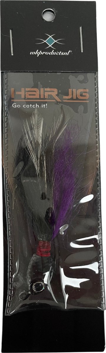wkproductsnl Go catch it! 5.2cm Kunstaas bucktail jig zwart/paars 14 Gram - vis - pluggen - snoek - hengelsport - Visgerei Accessoires
