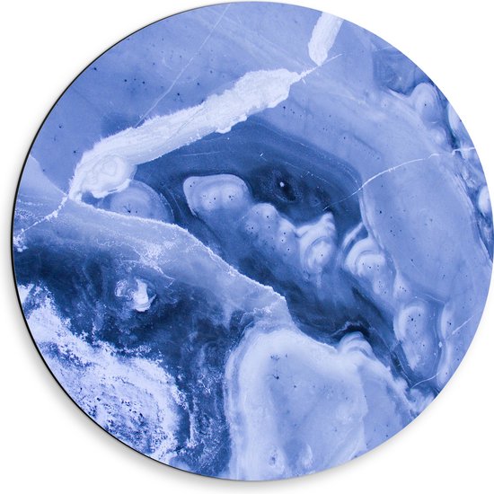 Dibond Muurcirkel - Lichtblauwe met Witte Verfmix - 50x50 cm Foto op Aluminium Muurcirkel (met ophangsysteem)