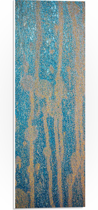 PVC Schuimplaat- Blauwe Abstracte Verfstrepen op Bruine Wand - 20x60 cm Foto op PVC Schuimplaat