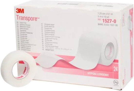 Foto: 3m tape transpore tape 1 25cm breed doos a 24 stuks 