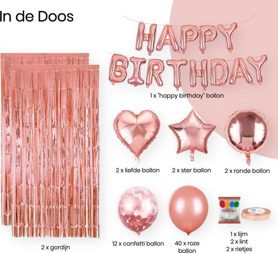 Happy Goods Verjaardag Versiering - 79 stuks - Happy Birthday Slinger - Rose Goud - Ballonnen - Verjaardag Decoratie - Happy Goods®