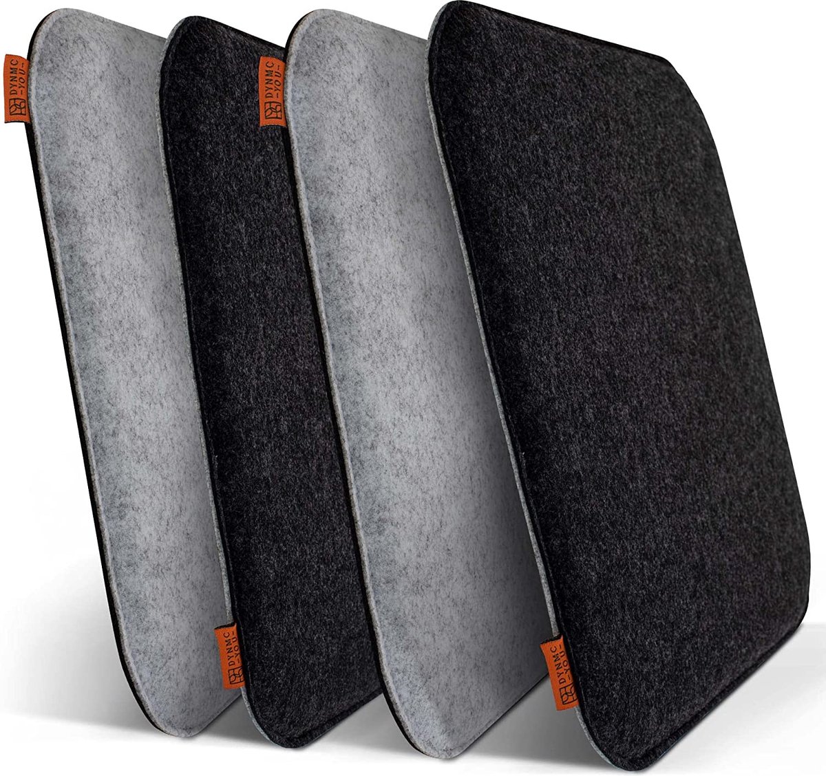 Fluwelen eetkamerstoelkussens set van 6 grijs 40 x 30 cm antislip omkeerbare zitkussens met banden wasbare stoelkussens voor binnen voor eetkamerstoelen