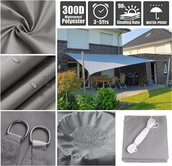 Waterdoorlatend Zonnezeil - Vierkant - 5 x 5 m - Kleur: Champagne | All