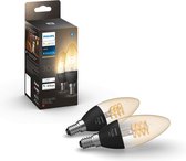Lampe à bougie Philips Hue Filament Light Source E14 - White - Paquet de 2 - Bluetooth