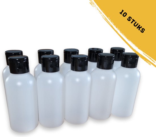 100ml fles met klepdop (10 stuks) Plastic flesjes - BPA vrij kunststof - Plastic... | bol.com