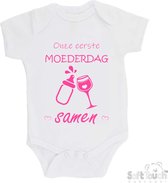 100% katoenen Romper "Onze eerste moederdag samen" Meisjes Katoen Wit/roze Maat 56/62