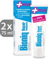 Dr. Wolff's Bioniq Repair Plus Tandpasta | Fluoridevrij met biomimetisch tandglazuur (hydroxyapatiet)| voor gevoelige tanden | Helpt tandvleesbloedingen te verminderen 2X 75ml