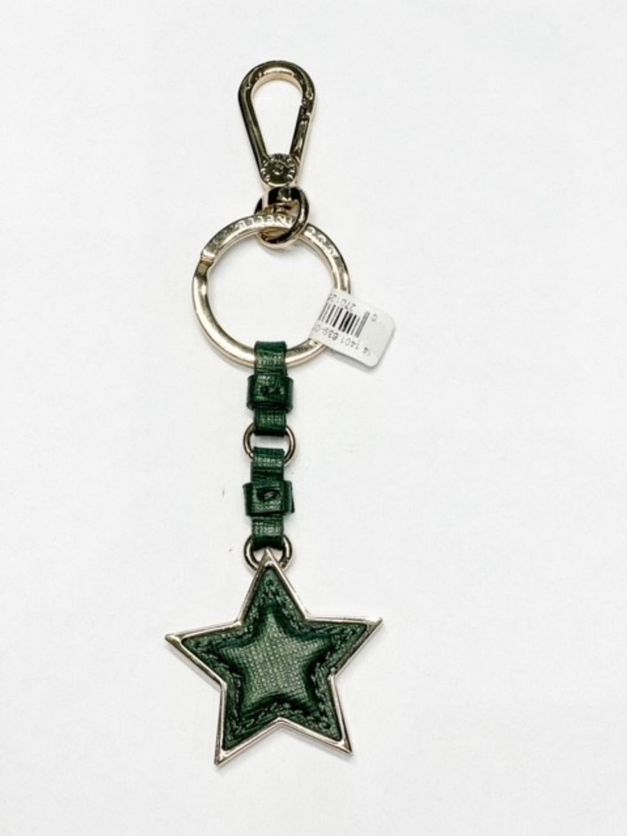 COCCINELLE SLEUTELHANGER STER LEDER/METAAL GROEN