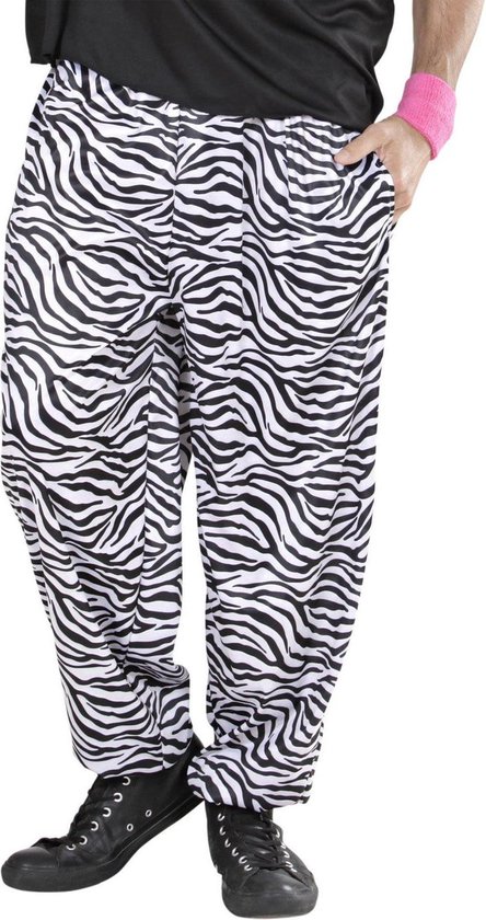 Widmann - Jaren 80 & 90 Kostuum - Baggy Broek 80s Zebra Man - Zwart / Wit - Medium / Large - Carnavalskleding - Verkleedkleding