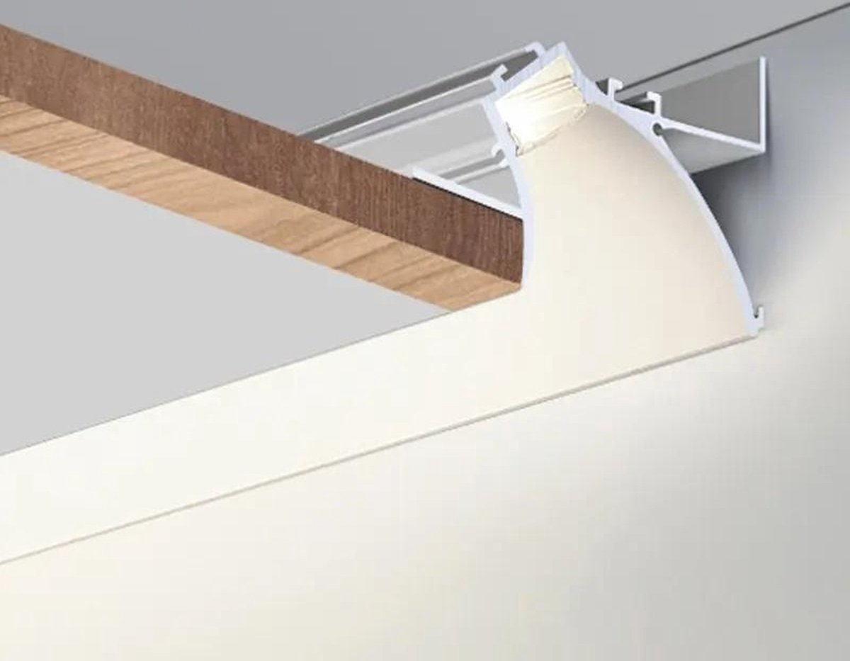 Wit aluminium profiel voor 2m dubbel LED lint voor vals plafond - Kunststof - Zilver - SILUMEN