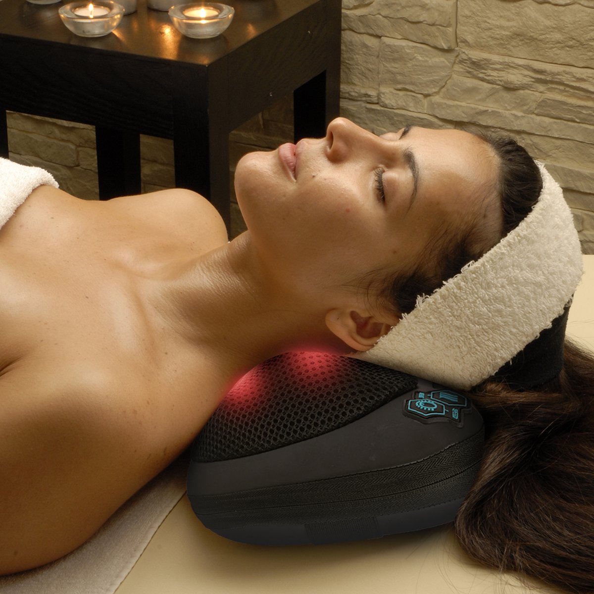 Qumax Massagekussen draadloos - Oplaadbaar - Warmte Functie - Elektrisch Shiatsu Massage Kussen - Zwart
