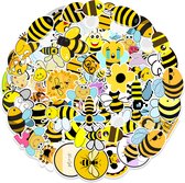 Stickers abeille | 50 pièces | Mélange d'autocollants pour ordinateur portable, mur, vélo, skateboard, koelkast , etc. | Convient aux enfants