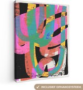 Canvas Schilderij Abstract - Kleuren - Roze - Groen - Kunst - 90x120 cm - Wanddecoratie