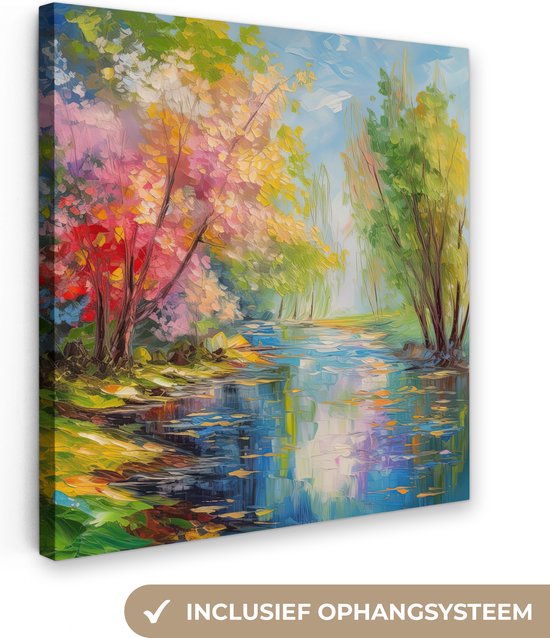 Toile Peinture Huile - Paysage - Nature - Coloré - 50x50 cm - Décoration murale