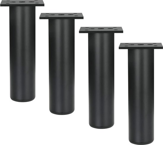 4 stks Kasten Benen Verstelbare Meubelen Benen Metalen Meubelvoeten Aluminium Voeten Vervanging Meubels Risers Vierkante Benen Bank Bureau Benen Bed Tafel Risers, Zwart (6cm