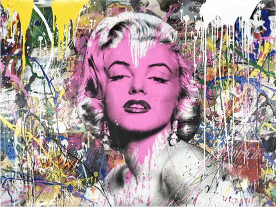 Allernieuwste.nl® Canvas Schilderij * Marilyn Monroe My Heart Is Yours * - Kunst aan je Muur - Grafitti - Kleur - 50 x 70 cm