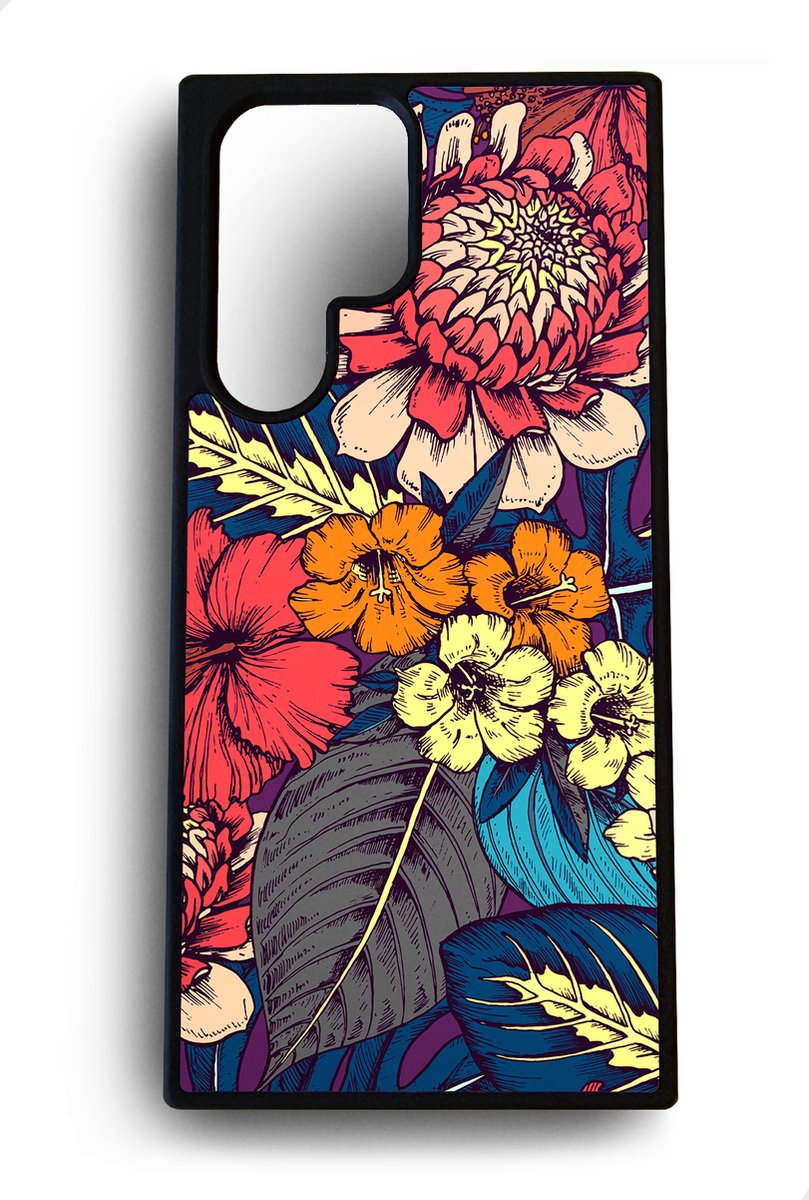 Ako Design Samsung Galaxy S22 Ultra hoesje - Bloemen - veelkleurig - Hoogglans - TPU Rubber telefoonhoesje - hard backcover