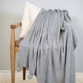 Knuffeldeken 100% acryl bedsprei 130 x 170 cm gebreide deken sprei sofa sprei superzachte gebreide deken woonkamer deken sofa deken grijs
