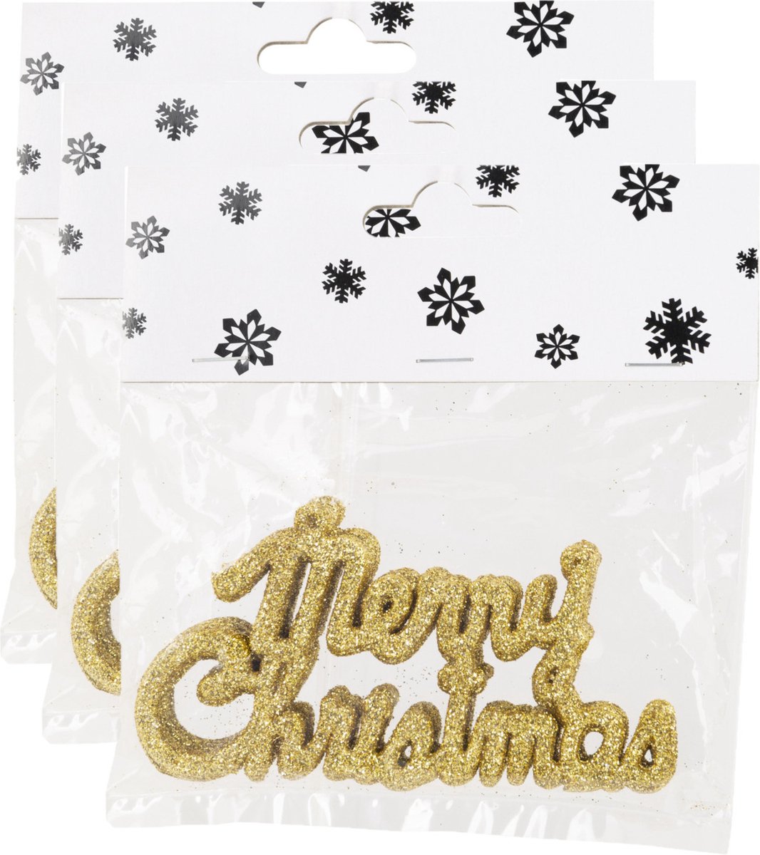 Cosy&Trendy Cosy @ Home Merry Christmas 18x kunststof kersthangers - goud - 10 cm - kerstboomversiering - feestelijk Goudkleurig
