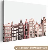 Tableau sur toile Amsterdam - Architecture - Maisons - Rue - 180x120 cm - Décoration murale XXL