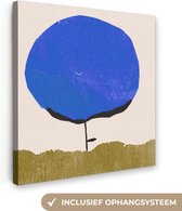 Canvas Schilderij Bloem - Abstract - Blauw - Groen - 20x20 cm - Wanddecoratie