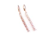 Boucles d'oreilles longues en argent plaqué or rose avec pierres blanches