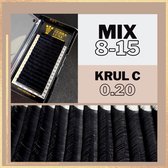 Wimpers Zebra Luxe - C Krul – Dikte 0.20 – Lengte mixed 8/9/10/11/12/13/14/15 – 16 rijen in een tray - nepwimpers - One By One - wimperextensions - C crul