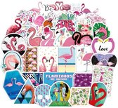 50 Flamingo stickers - voor muur, laptop, badkamer etc. -roze/vogels/dieren