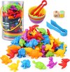 Afbeelding van het spelletje TrueForYou - Montessori Speelgoed vanaf 3 - 4 - 5 jaar, 58 stuks dinosaurussen tellen kleurherkenning speelgoed, motoriek speelgoed, educatief speelgoed, cadeau voor kinderen, meisjes en jongens